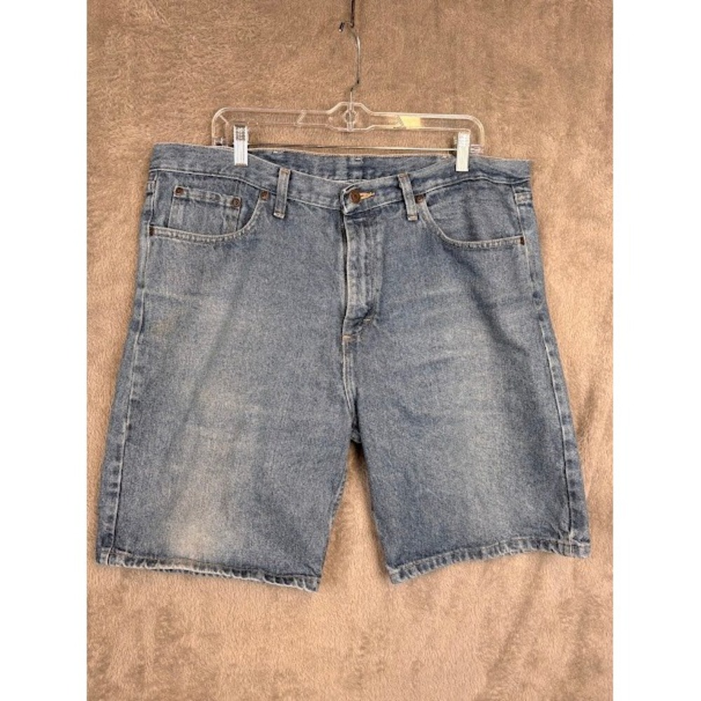 Wrangler Relaxed Fit Mens Denim Jorts Shorts 38 Reg Light Wash Blue Casual